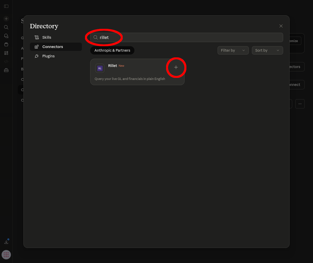 Search for Rillet and click the + button