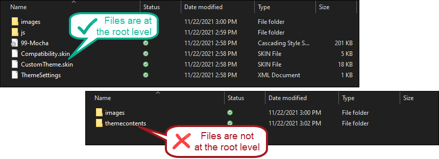 Zipping the files