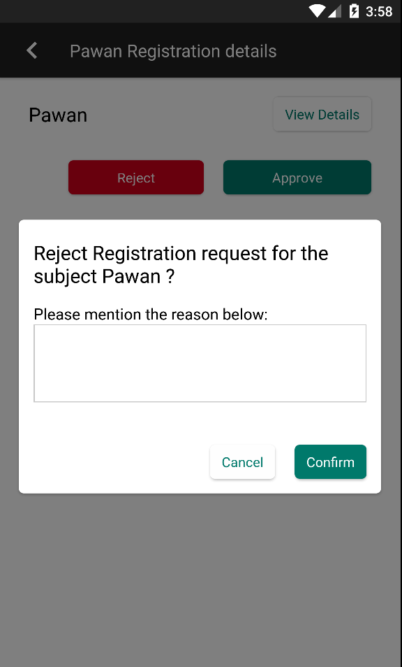 A rejection comment can be provided to the field user using which they can correct the information.