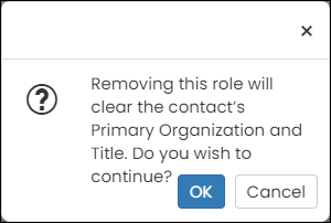 Confirmation window to confirm action