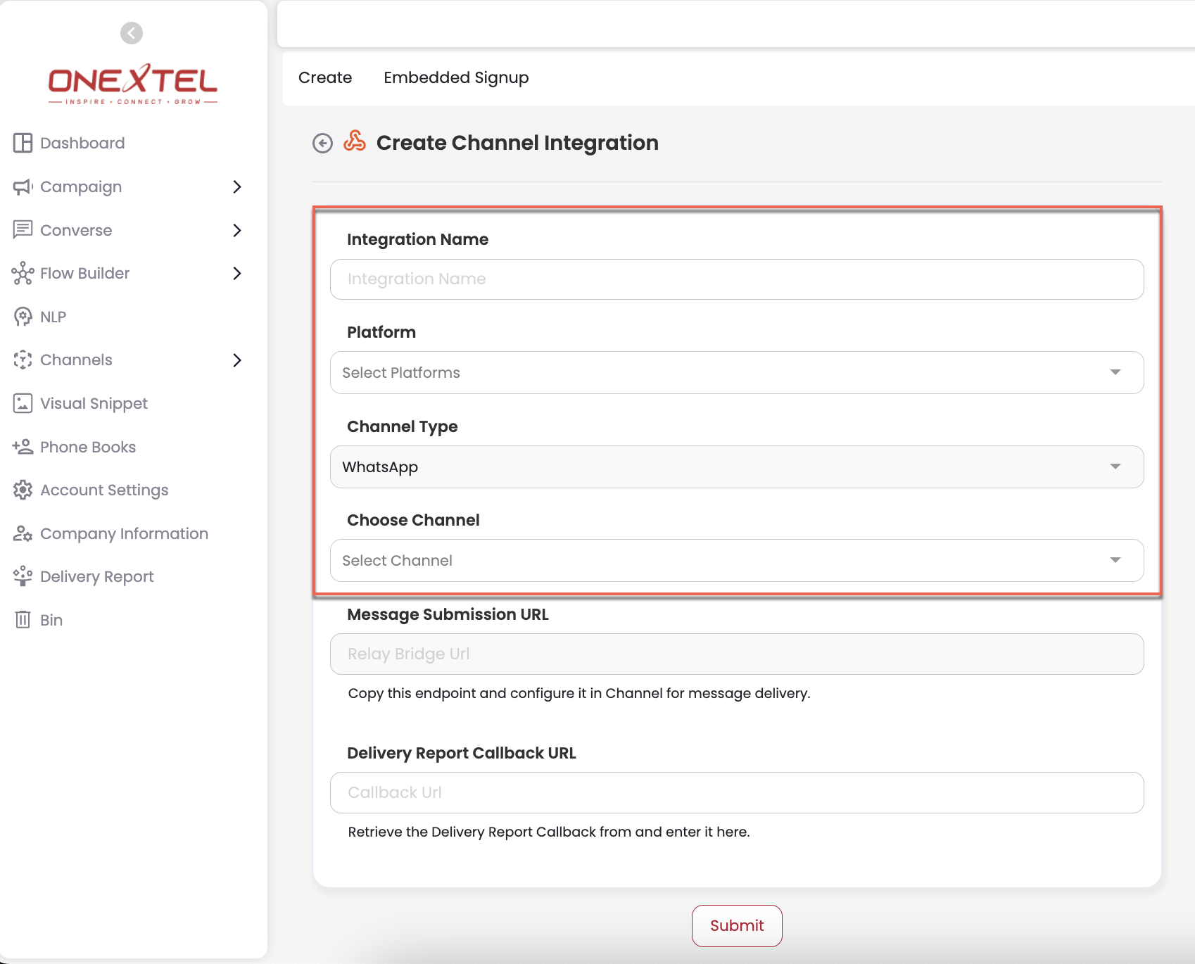 Create Channel Integration