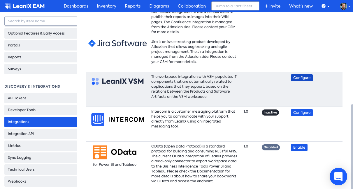 VSM Discovery on the integrations overview page