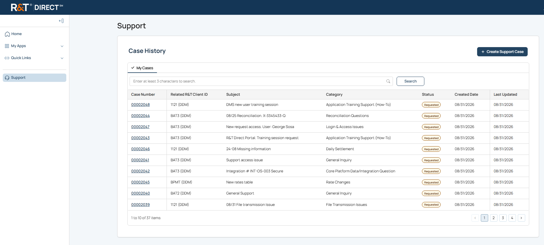R&T Direct Homepage Announcements section