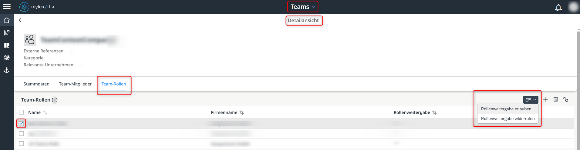 Rollenweitergabe erlauben bzw. widerrufen