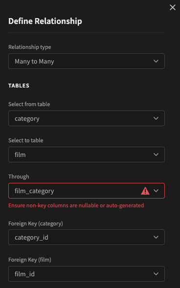 film_category is not a valid Budibase join table