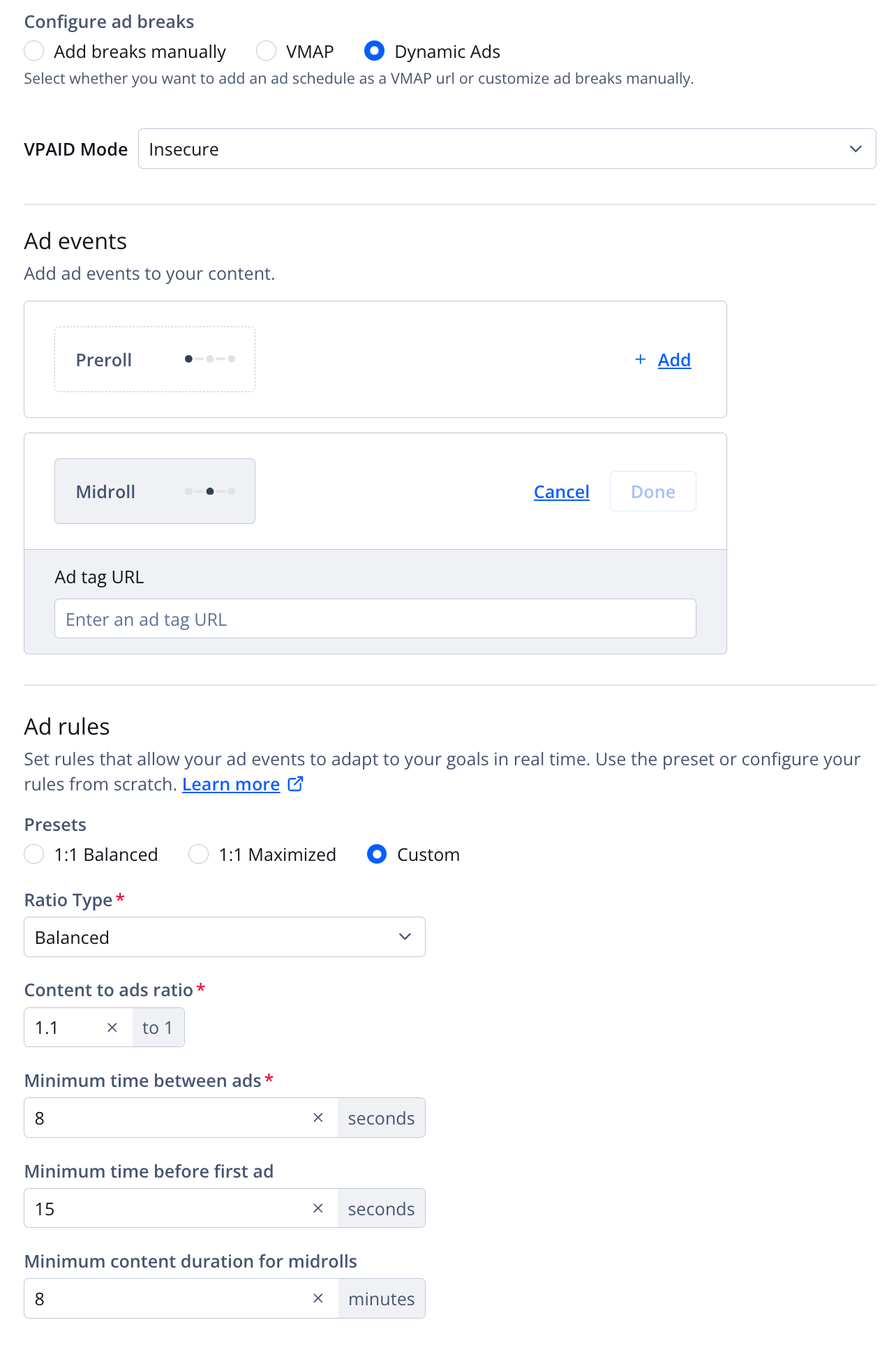 Configure ad breaks for Google IMA Dynamic Ads