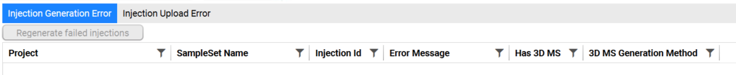 Injection Generation Error tab
