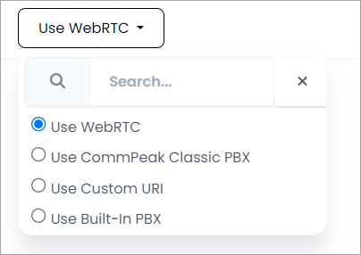 Screenshot of the WebRTC option