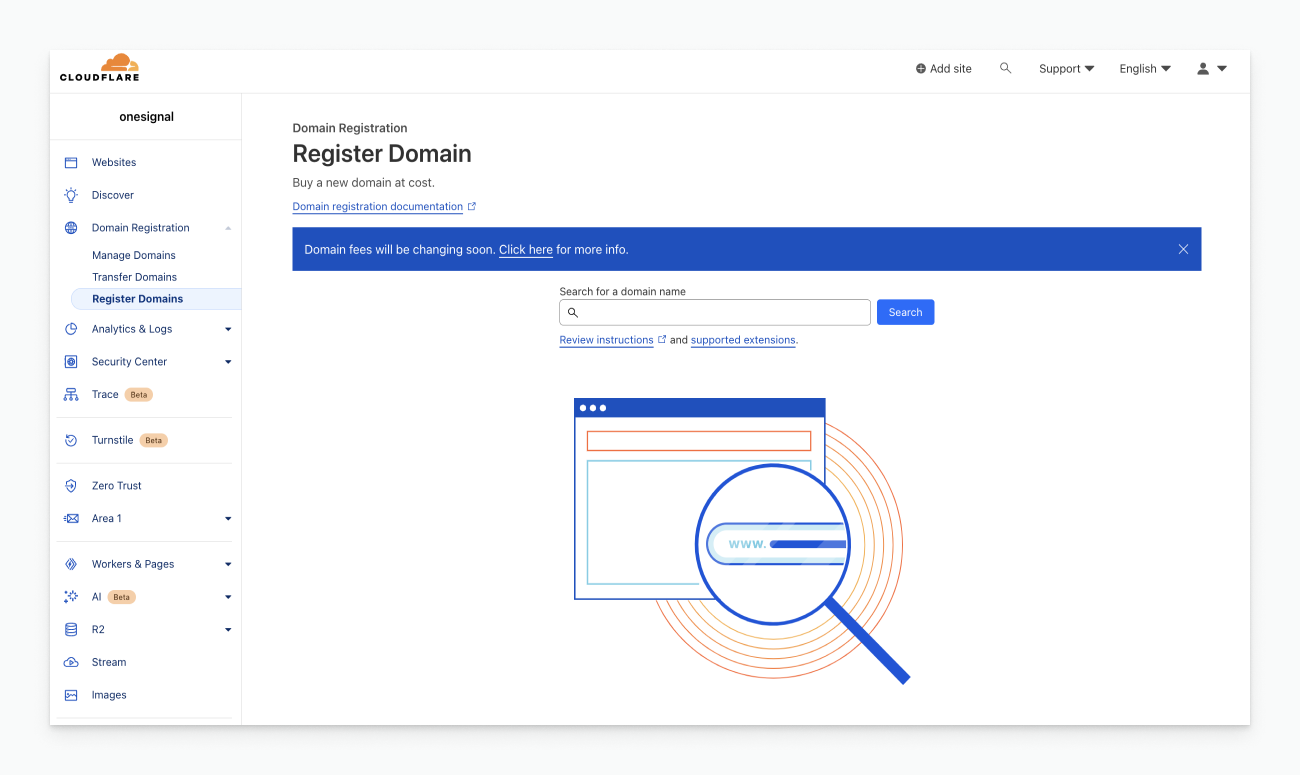 Cloudflare Registrar, New Domain Registration