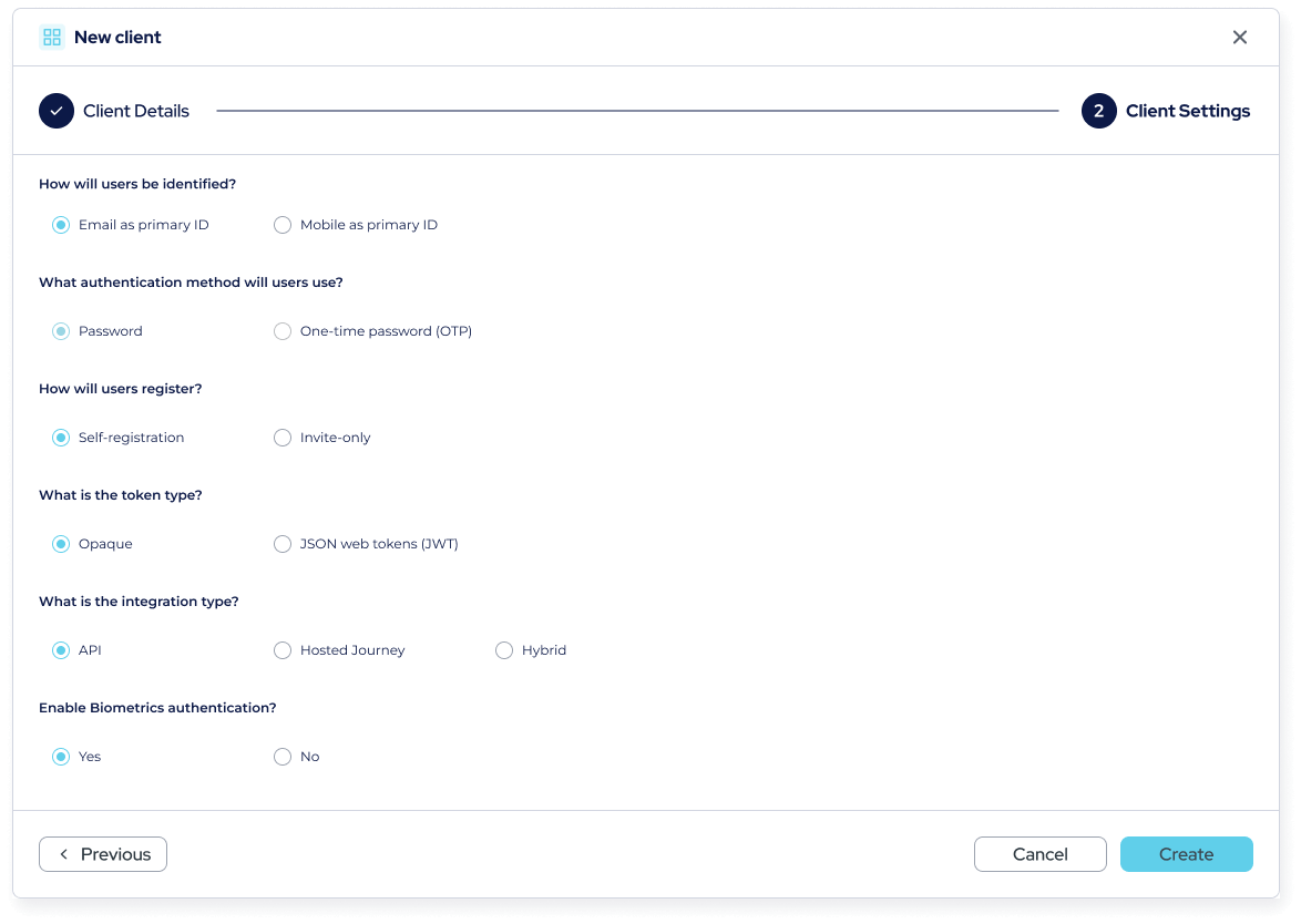 Client Settings Options