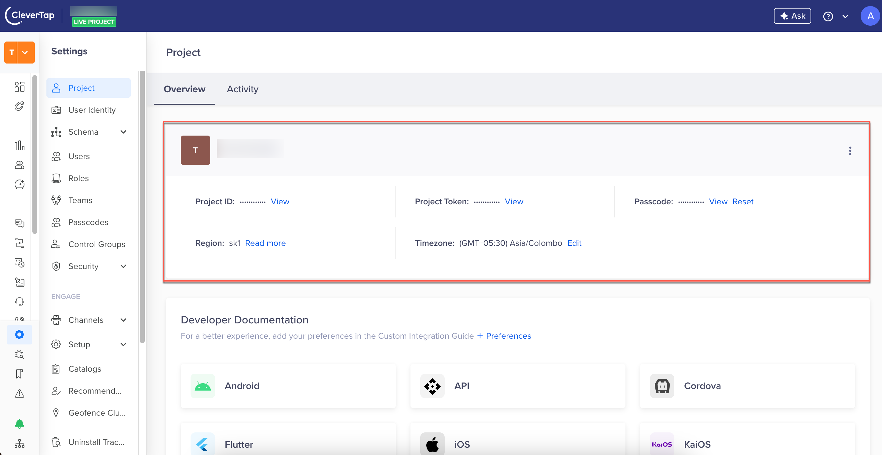 Find CleverTap Project Details