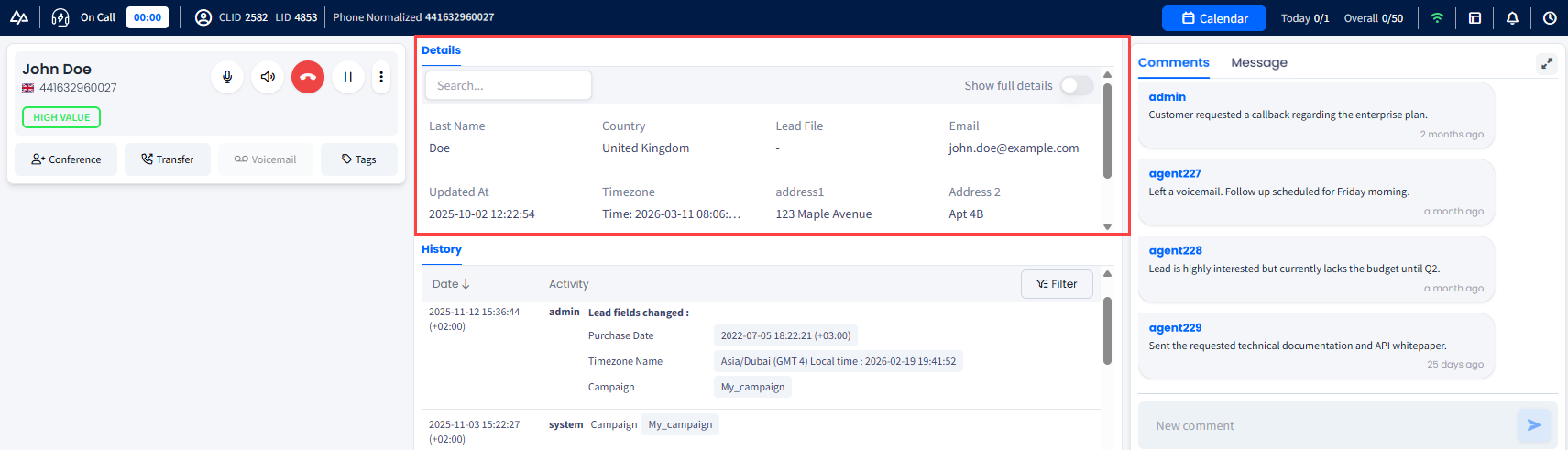 Screenshot of the Details section