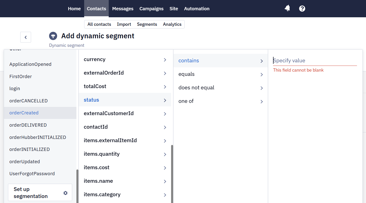 Dynamic segment