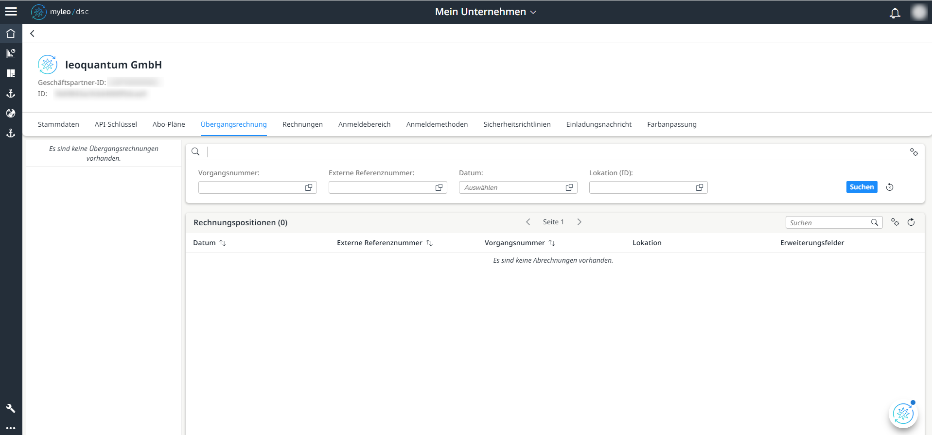 Mein Unternehmen - Übergangsrechnung