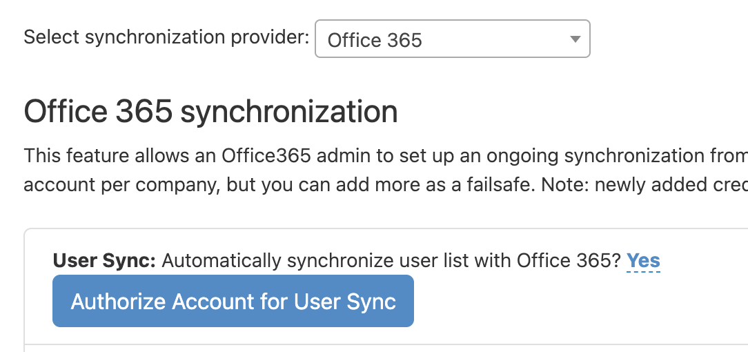 Authorize user sync