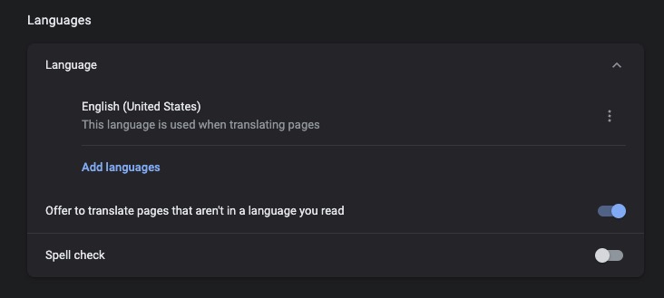 Updating Chrome language settings