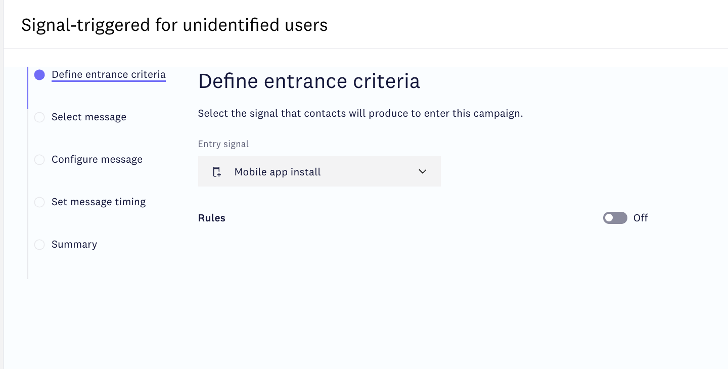 Select a signal to trigger the campaign