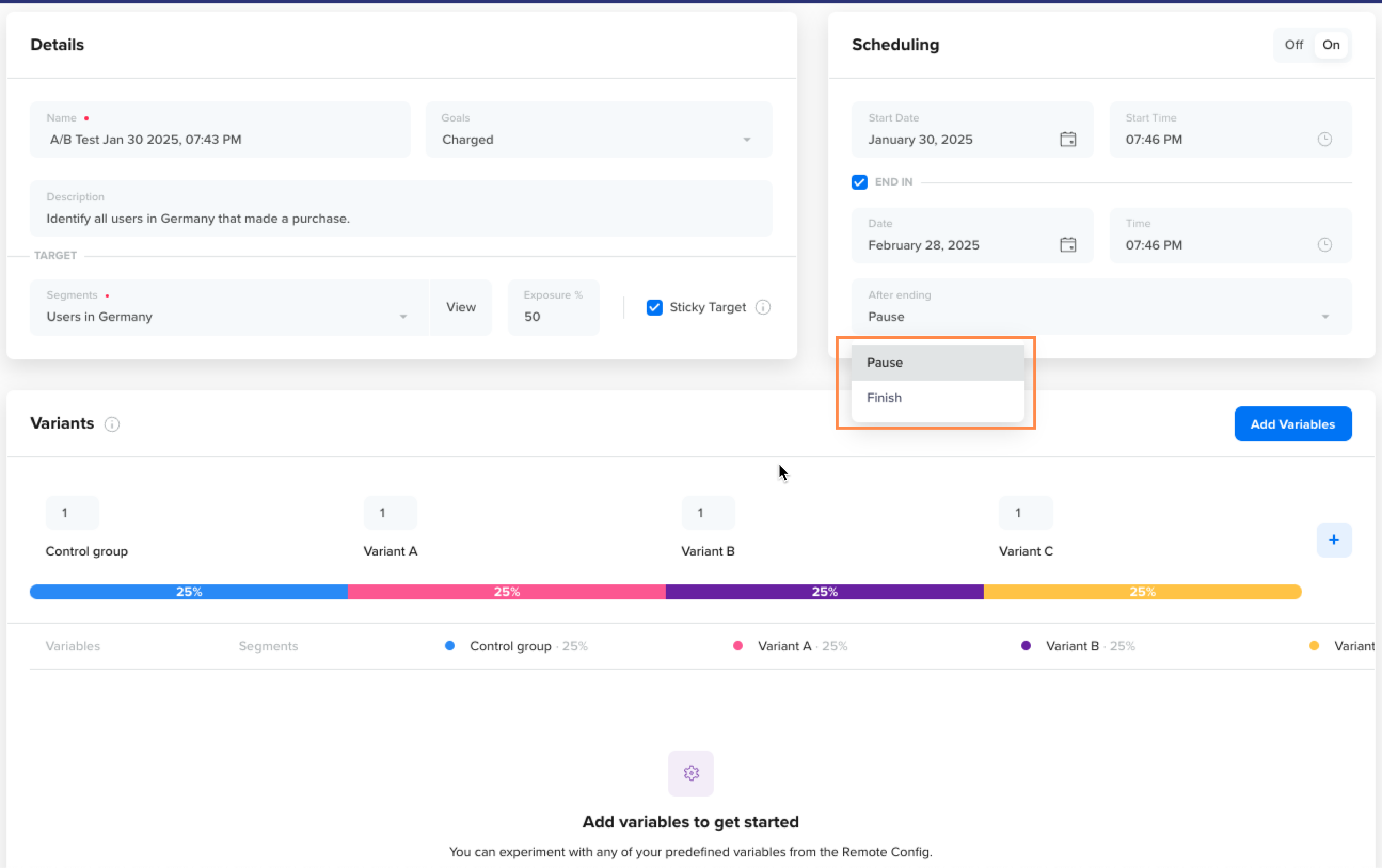 Pause or finish your A/B Test