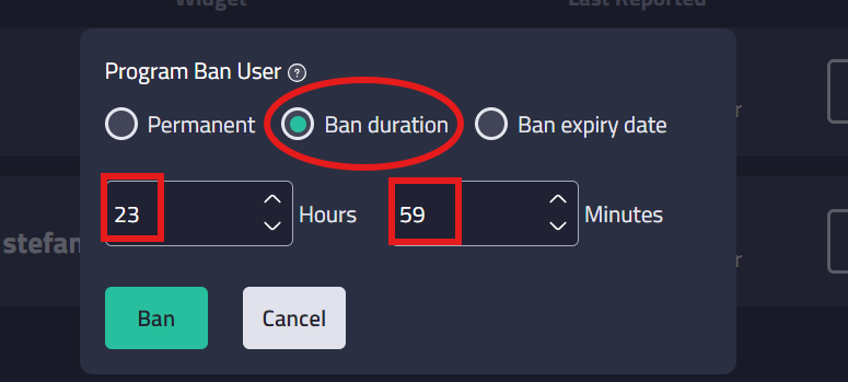 23 hours and 59 minutes is the maximum limit for this option

