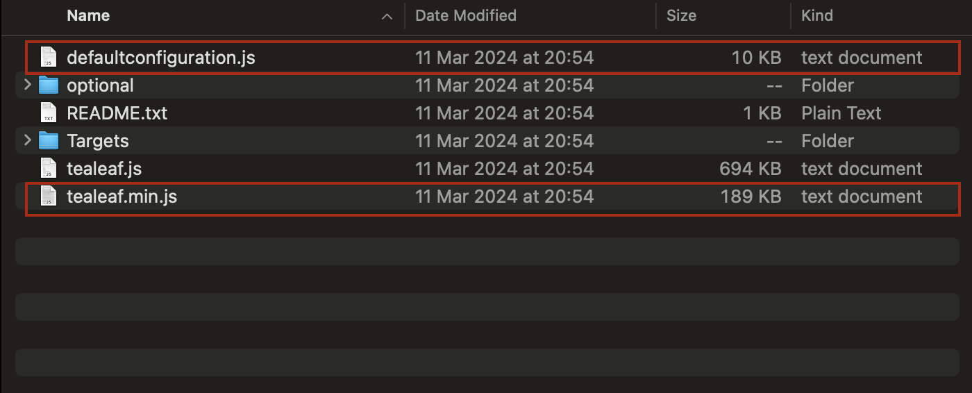 Installation files for the Tealeaf SDK