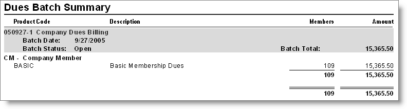 Dues Batch Summary Dues Batch Summary