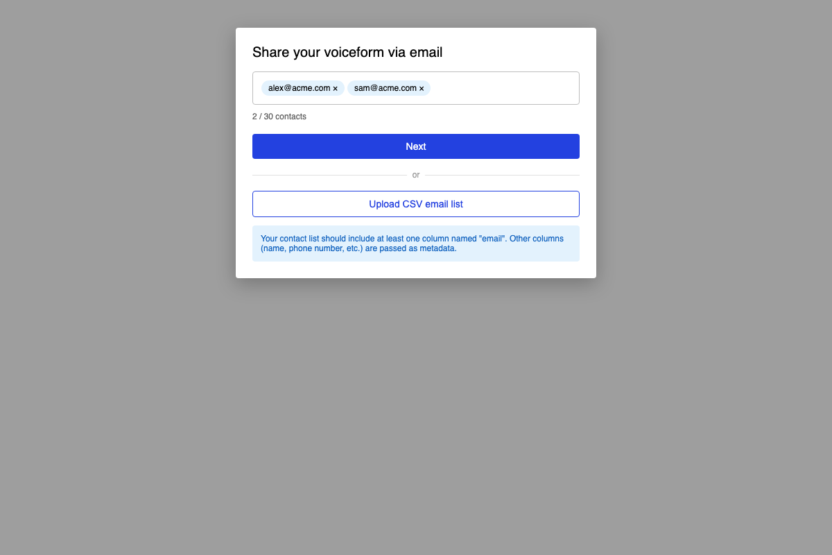 Send an email on Share