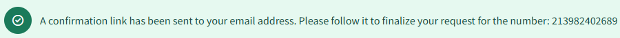 Screenshot of the Confirmation link sent message