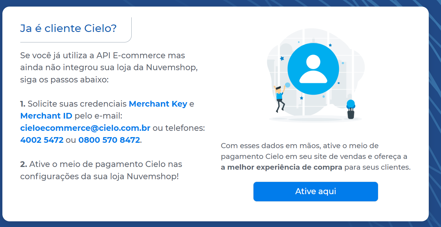 Tela para fazer login na plataforma Nuvemshop e a tela de configuração do aplicativo