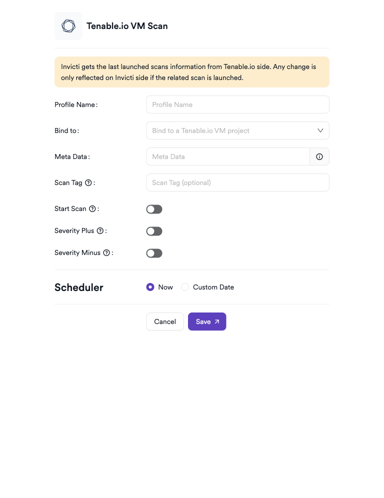 Tenable.io VM scan creation