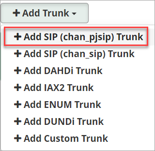 Screenshot of Add SIP Trunk option