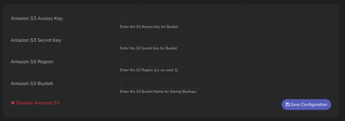 Logic Amazon S3 Credential Form