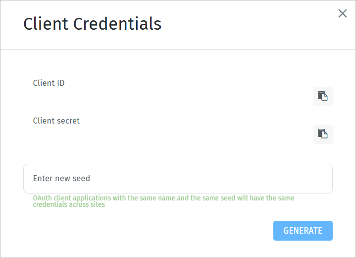 Generate client credential seed