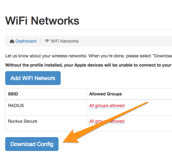 WiFi Networks config page