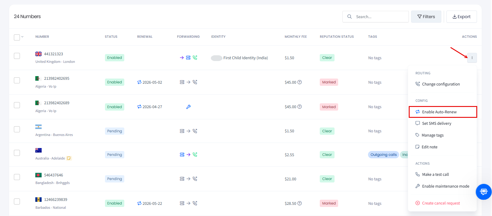 Screenshot with selecting Enable Auto-Renewaction