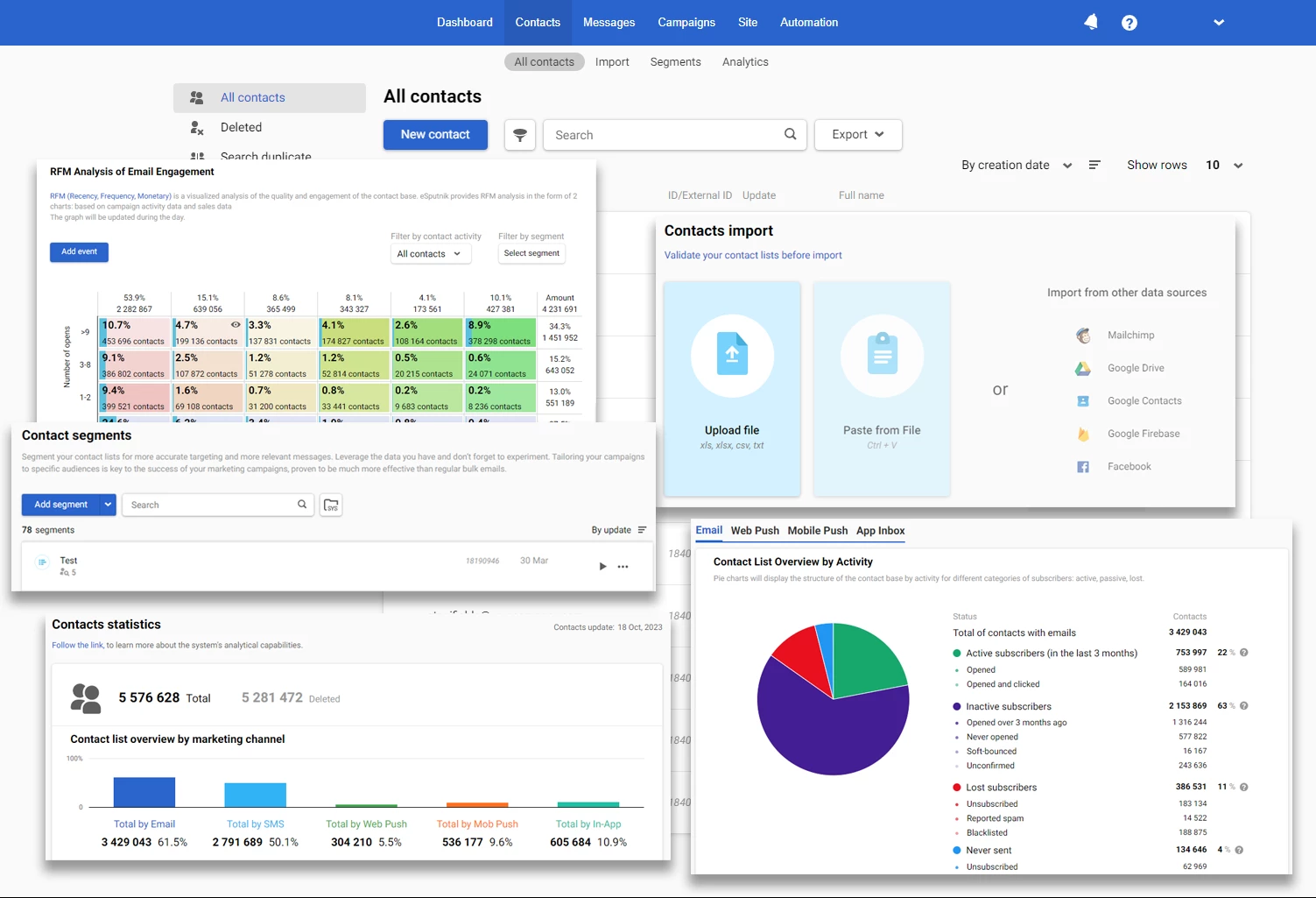 Yespo Main Sections Overview