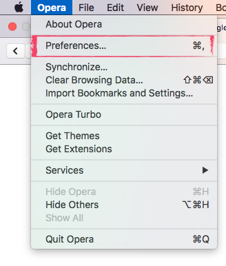 Locating "Preferences" in Opera