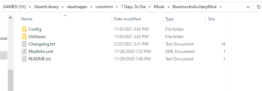 Inside of a mod folder