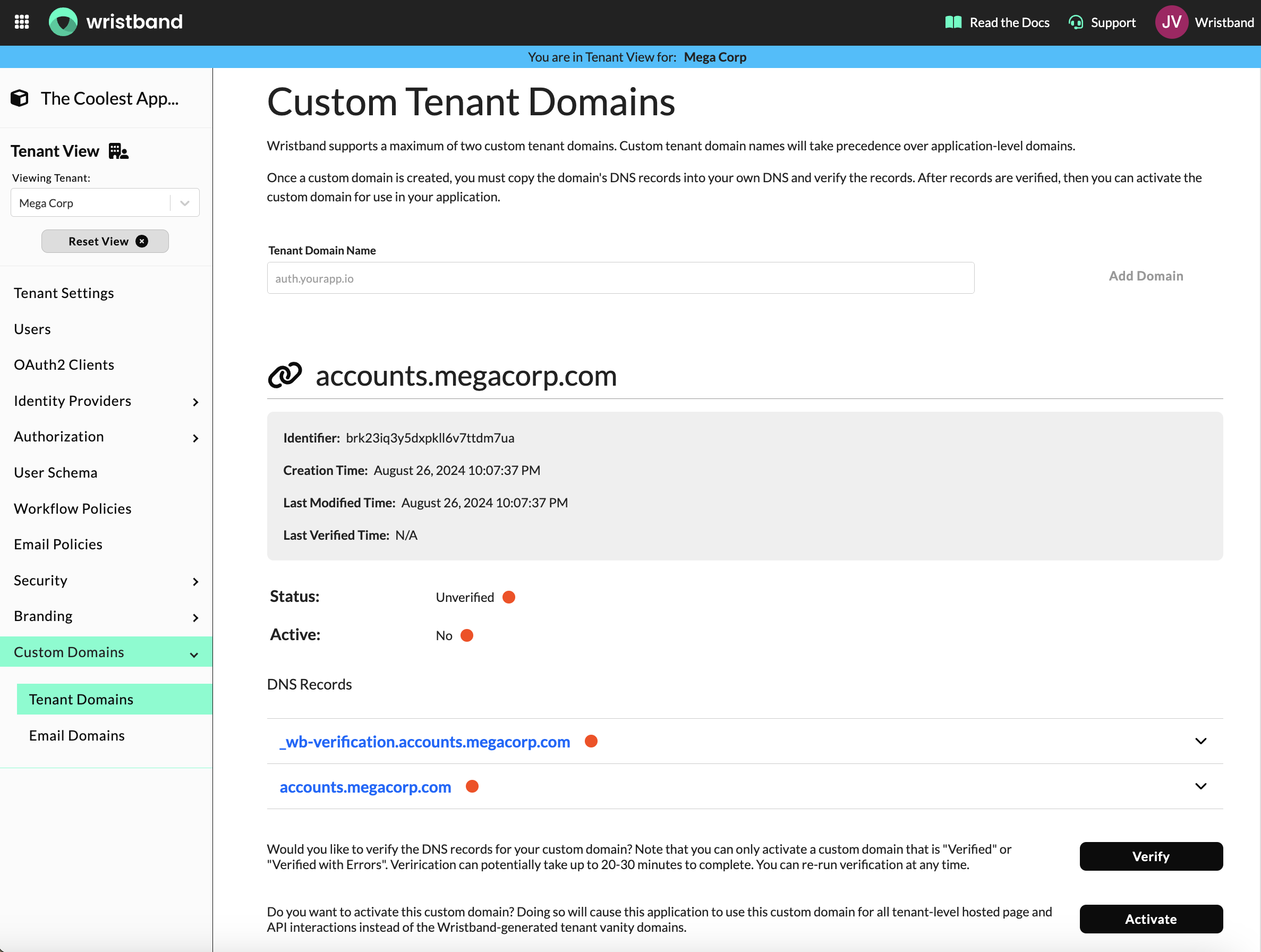 Tenant Custom Domain