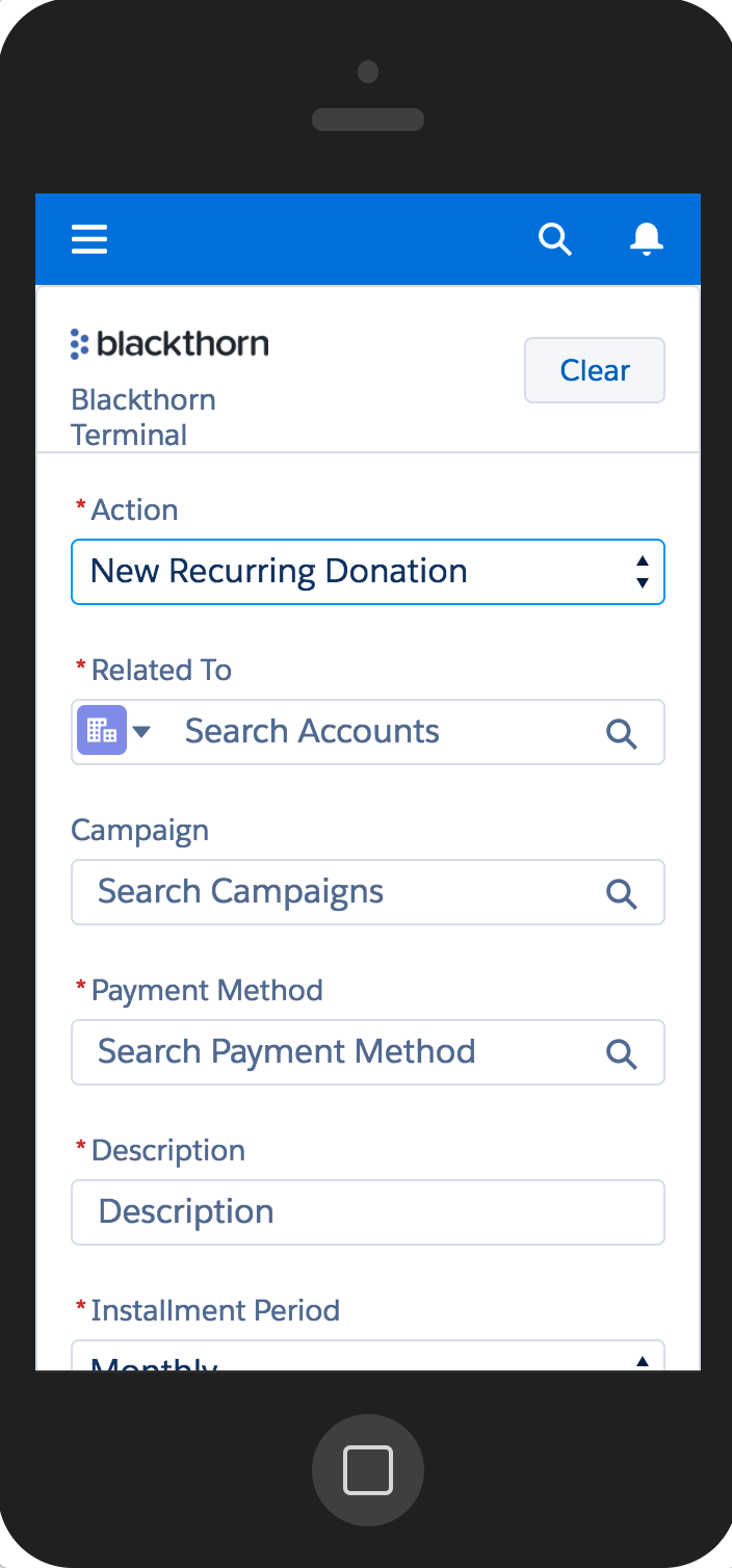 Recurring Donation in Salesforce1 Mobile