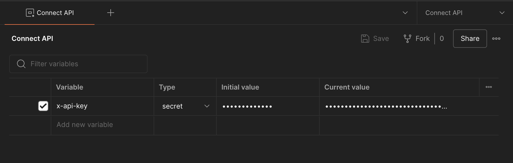Secret variable for API key