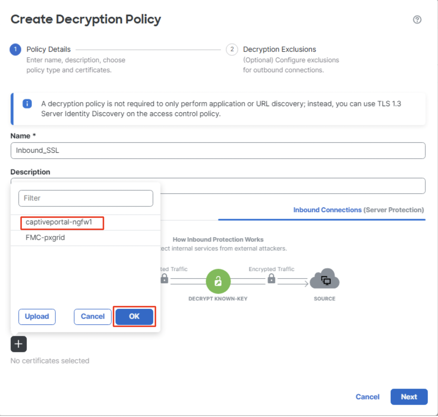 Adding Internal certificate