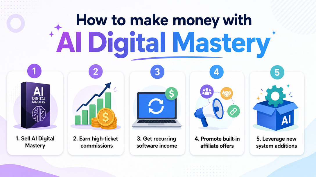 How to make money with AI Digital Mastery Review — infographic