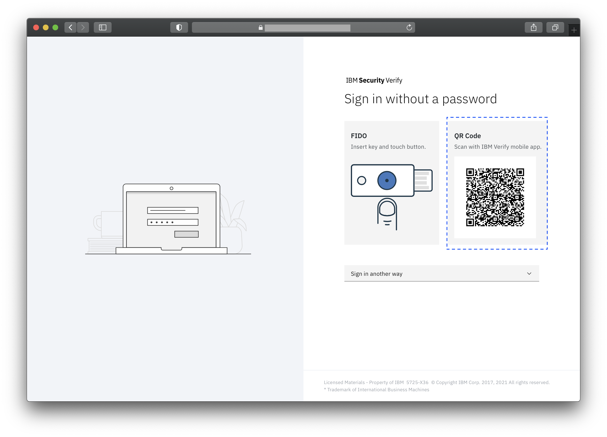 Passwordless authentication using QR Code with IBM Verify app