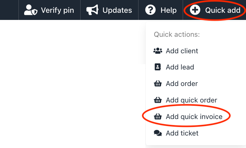 Quick Add - Add Quick Invoice