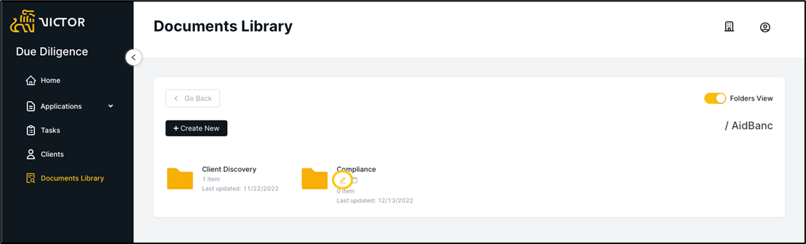 Figure 6. Edit Folder Within Folders View