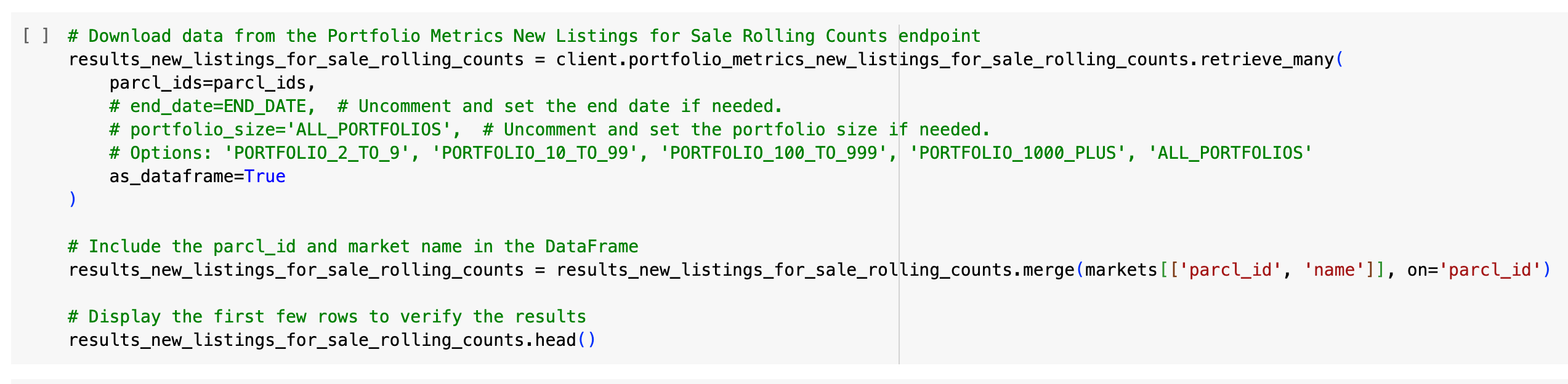 Modify portfolio_size by removing the # and inserting the portfolio size you want to filter the data to.