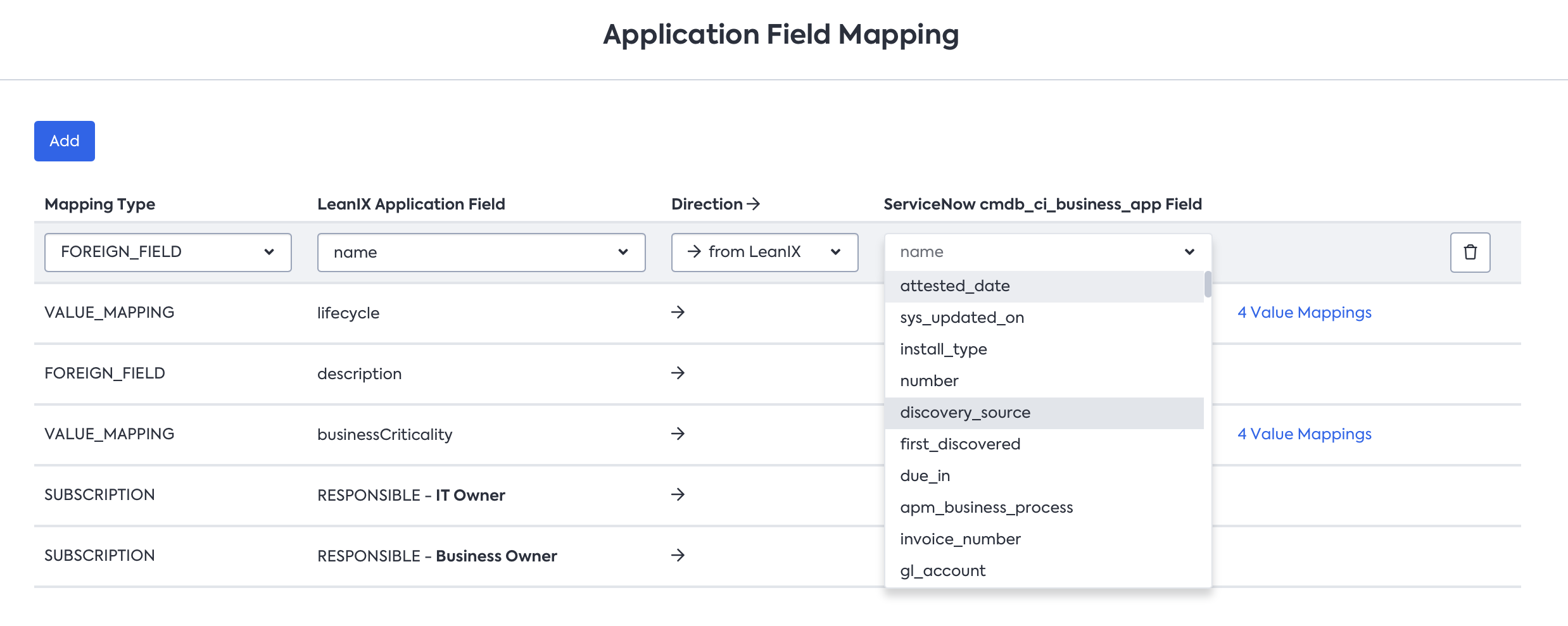 ServiceNow Field Dropdown