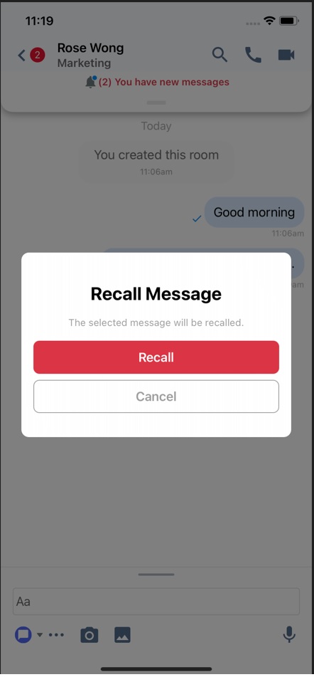 Recall message