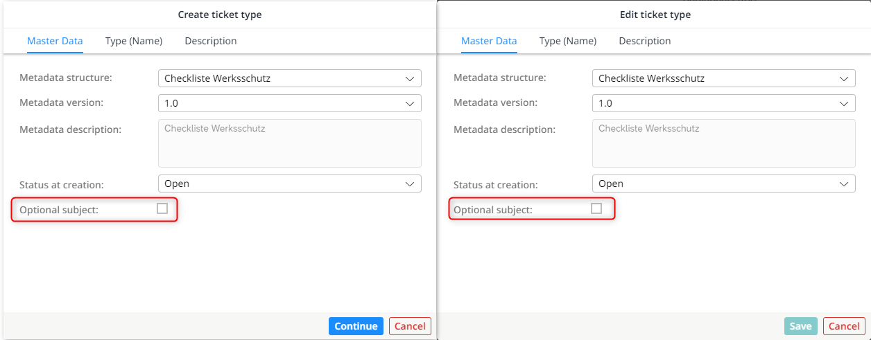 Select whether the subject is a mandatory field