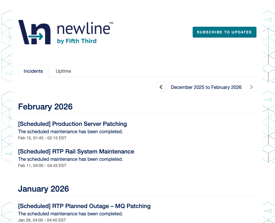 Incident history page with incidents and uptime tabs